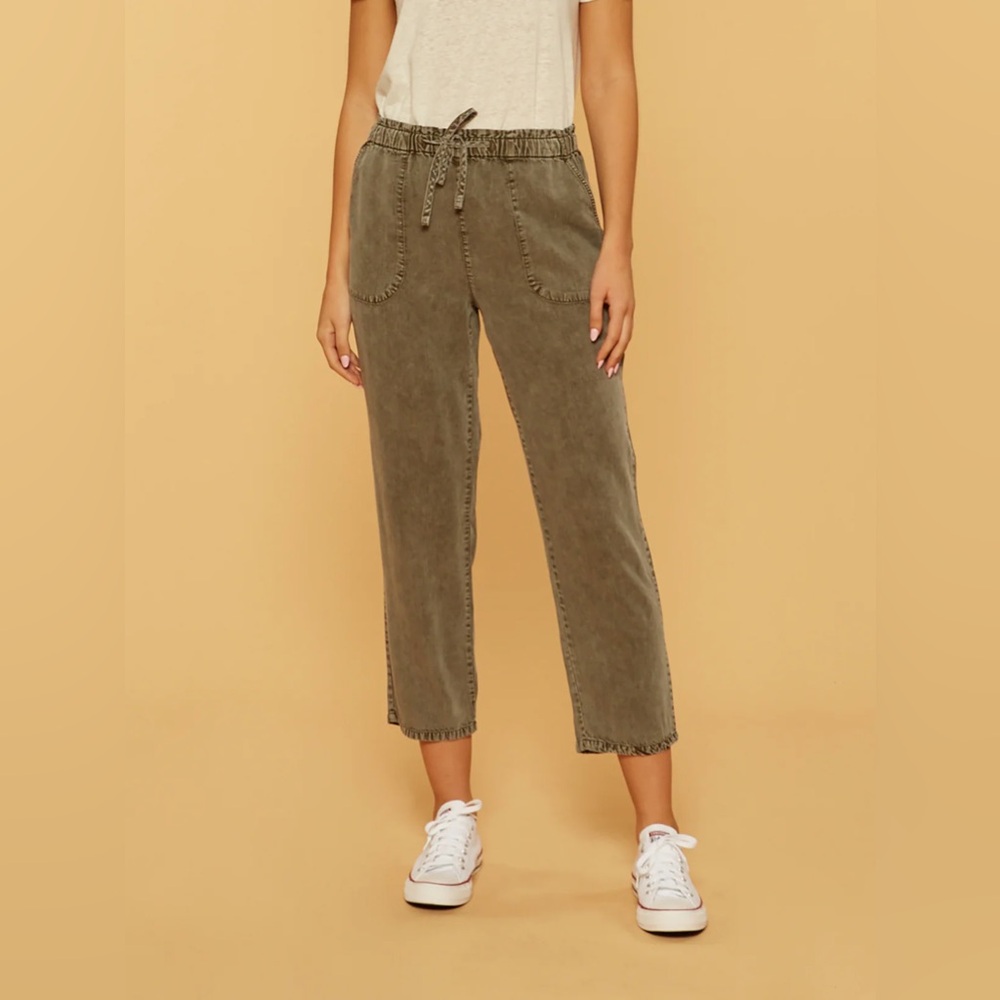 Lou & Grey green drawstring jogger pants from Loft